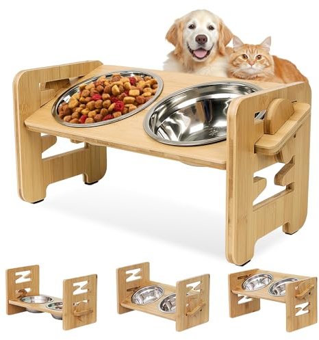 Surelevee Gamelle surélevée pour chiens et chats Surelevee avec 2 bols en acier inoxydable à 6 hauteurs réglables, gamelle surélevée pour chiens et chats