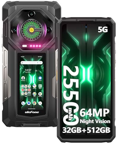 Ulefone 25500mAh Armor 33 Pro Rugged Smartphone 5G, 32GB+512GB/2TB, Dimensity 7300X, 6,95 FHD+ 120Hz+3,4 Schermo Secondario,50MP+64MP+32GB, Android 14 Telefono Indistruttibile, WIFI6E/NFC/GPS