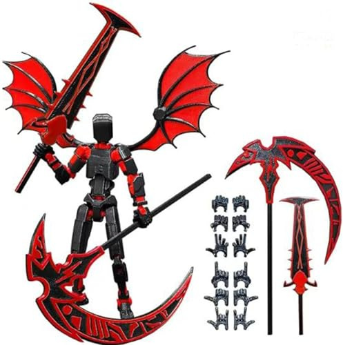 T13 Action Figure T13 juguetes móviles multiarticulados Figura de acción articulada t 13 figura de animación stop motion Titan 13 decoración de escritorio DIY coleccionistas de juguetes (rojo y negro)
