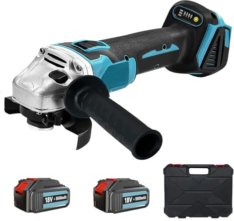 Akku Winkelschleifer Kabellos,Kompatibel mit Makita Akku 18V, Ersatz DGA504Z,Neues Upgrade mit 2× 5.5Ah Akkus & Ladegerät, Akku Flex Trennschleifer 125mm, 9000U/min, für Präzises Trennen und Schleifen