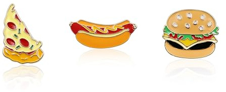 Lot de 3 broches mignonnes en émail pour filles et garçons, motif pizza, hamburger, hot-dog, pour sac à dos, vêtements, chapeau, veste, accessoires de décoration, cadeau de fête