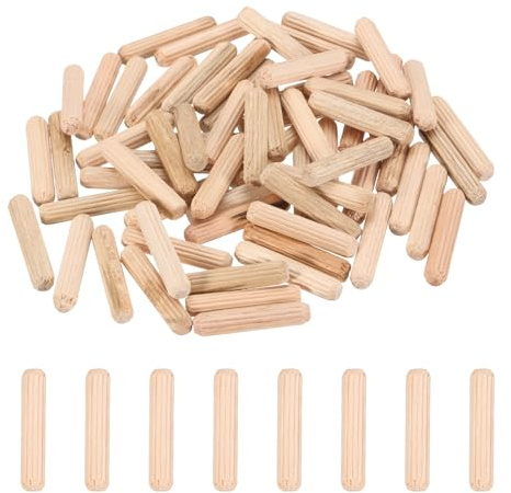 PATIKIL 95 Pcs Wood Dowel Pins 3/16 x 1 1/4 Fluted Wooden Dowels Hardwood Pegs for Woodworking Furniture DIY Crafts Projects Door Art
