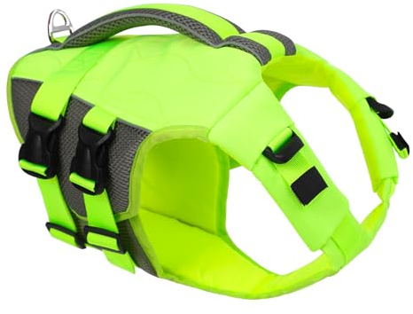 KONVINIT Chaleco Salvavidas para Perros,Chaleco Salvavidas Perro con Asa y Reflectante,Chaleco Flotador Perro para Nadar, Surf, Navegar,con Alta Flotabilidad Ajustable Seguridad