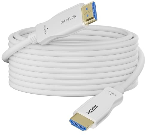 Kricsertg Câble en fibre optique HDMI 8K - 10 m - 48 Gbps - Vitesse 8K @ 60 Hz 4K @ 120 Hz HDR10 eARC 3D HDCP 2.3 - Compatible avec ordinateur portable, compatible avec TV HD, moniteur, projecteur
