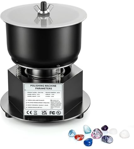 Polisseuse vibrante 6 l/10 pouces, 120 W avec doublure en polyuréthane, polisseuse rotative pour bijoux en métal, pierres, pièces de monnaie et petites pièces