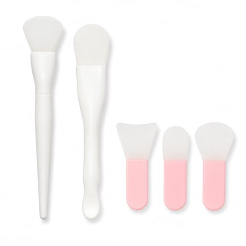 ZEMINRI 5 Pezzi Pennello Maschera Viso, Pennello Silicone per Maschera Viso, Pennelli Viso Riutilizzabile & Compatto, Trattamenti Viso, Strumento Bellezza Multiuso per Cura Pelle (5 Pezzi)