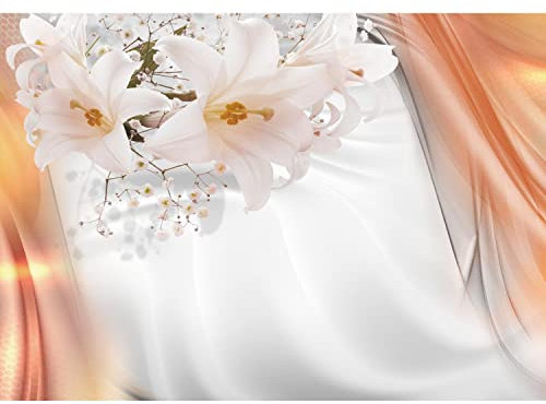 Runa Art Fototapete Blumen Lilien 352 x 250 cm Vlies Tapeten XXL Moderne Wandtapete Wohnzimmer Schlafzimmer Grau Orange 9358011a