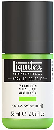 Liquitex 2059740 Professional Acryl Gouache - Limettengrün lebhaft , 59ml Flasche, matt - Acrylfarbe mit Gouache Eigenschaften, Hochdeckend, Wasserfest & Lichtecht
