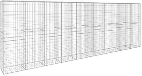 Muro de Gavión de 6m para Decoración y Construcción: Acero Galvanizado, 600x50x200cm, Color Plateado