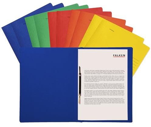 Original Falken 10er Pack Recycling-Schnellhefter gefaltet DIN A4 Intensivfarben sortiert. Made in Germany Blauer Engel Hefter Papphefter Kartonschnellhefter Schulhefter Pappordner Mappe Schulordner