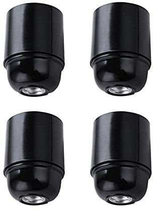 HSTHE Sea 4-Piece Vintage E27 Lamp Holder, Black Bakelite Bulb Socket, Pendant Light Fittings for Edison Bulbs (Black)