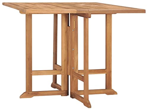 vidaXL Teak Massiv Garten Esstisch Klappbar Gartentisch Holztisch Klapptisch Gartenmöbel Terrassentisch Tisch Massivholztisch Outdoor 90x90x75cm