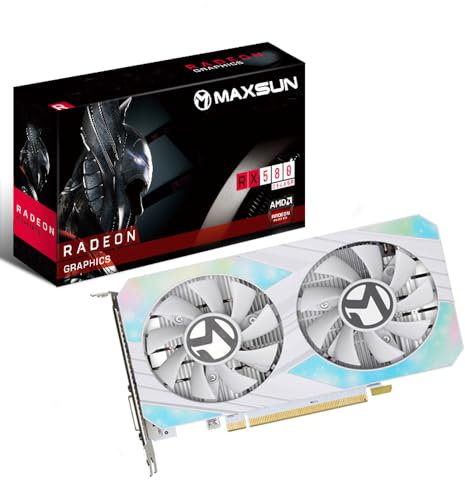 maxsun AMD Radeon RX 580 8GB 2048SP GDDR5 Computer Video Scheda grafica GPU per PC Gaming 256-Bit DirectX 12 DVI, HDMI, DisplayPort Multi Monitor Extender Decodifica 4k
