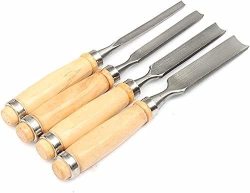 Samnuerly Wood Color Carbon Steel Carving Firmer Cove Wood Chisel Set DIY Handle Carpentry Tools 4pcs