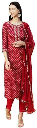 IMTRA FASHION Conjunto Kurti Estampado Para Mujer India Con Vestido Étnico De Rayón Dupatta