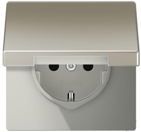 Jung ES1521KL Steckdose mit Klappdeckel LS, Edelstahl