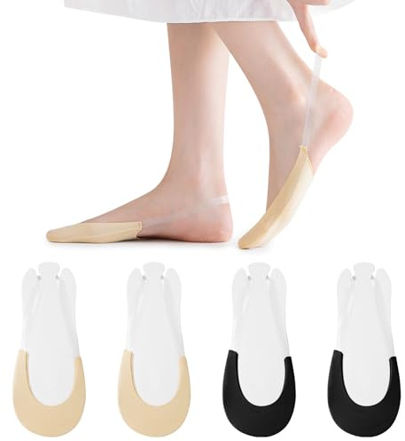 flintronic No Show Socks, 4 Pairs Ultra Low Cut Invisible Socks, Anti-Slip Slingback Boat Socks for women, Pop Socks for High-heel Shoes Loafer, Suitable for Feet 34-38