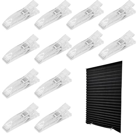 Window Blind Clips, 12 Pcs Vertical Blind Clips,Transparent Clips for Blinds for Temporary Blinds to Change the Look, Hold Curtains