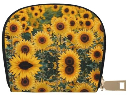ASDJHFABKY Sunflowers Leather Bag Yellow Flowers Wallet Beautiful Sunflower Card Pack New Parents - Pediatrician and Pharmacy Cards 9X11CM