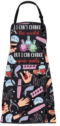 BNQL Nail Tech Apron Nail Artist Gifts I Can't Change The World But I Can Change Your nails Apron Cosmetology Salon Aprons