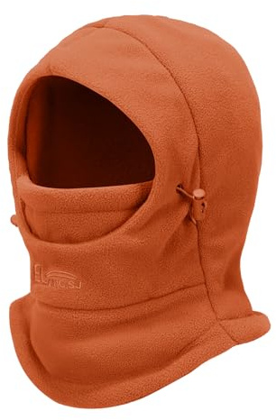 STQ KIDS Winter Hat Balaclava Ski Mask Full Face Girls Boys Warm Comfortable Soft Adjustable Snow Hat Cold Weather Unisex Children Orange