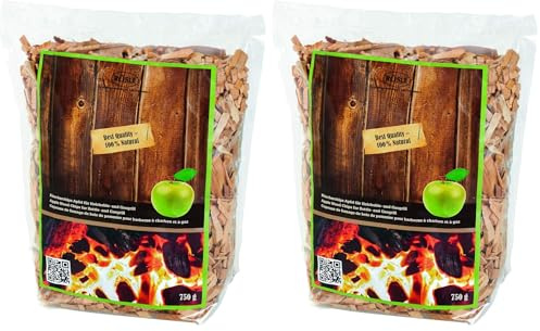 RÖSLE Copeaux de Fumage Pomme, 750 g, pour boîte de Fumage et fumoir, Barbecue à Charbon et à gaz, Fume Beaucoup, Bois Naturel (Lot de 2)