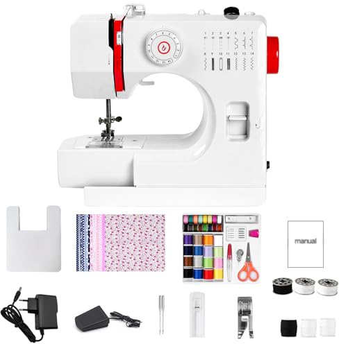 Letcart 728 Macchina Da Cucire Elettrica Per Principianti, Mini Macchina Da Cucire Portatile, Cuce Anche Jeans, 14 Punti, Luce Led, Braccio Libero, Robusta E Affidabile Per Casa E Fai Da Te