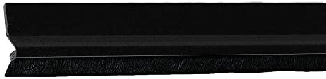 Amig - Burlete para Puertas de Entrada o de Paso - Burlete Adhesivo de sobreponer - Cepillo de Pelo - Lámina de plástico Entre la escobilla - 82 cm - Negro - Aluminio