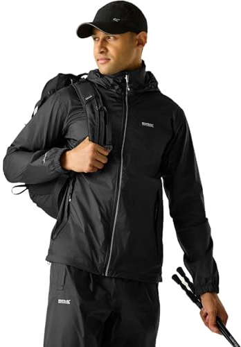 Regatta Lyle IV Chubasquero Lyle IV Impermeable Y Transpirable con Forro de Malla Oculta con Capucha Y Cubierta Activa Jackets Waterproof Shell, Hombre, Black, 5XL