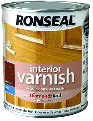 2X750ml Quick Dry Satin Interior Varnish - Dark Oak