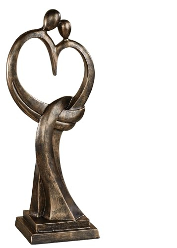 Touch of Class Everlasting Love Sculpture Bronze One Size, Crafted from Resin, Measures 20 inches in Height - Modern Decorative Sculptures for Table, Wedding, Anniversary - Sign of I Love You Statue