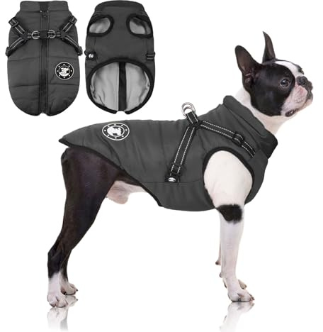 Manteau d'hiver Imperméable pour Chien Chaud avec Harnais, Veste de Chien Imperméable pour Petit Moyen Grands Chiens, Conception de Bandes Réfléchissantes lavables en Machine Anneau en D Durable