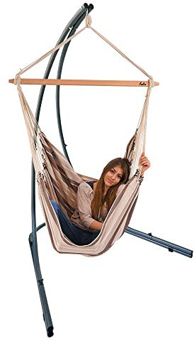 Lola Palma Hängesesselgestell aus Metall mit XXL Hängesessel Beauty Sofa Latte Macchiato 110 cm wetterfest