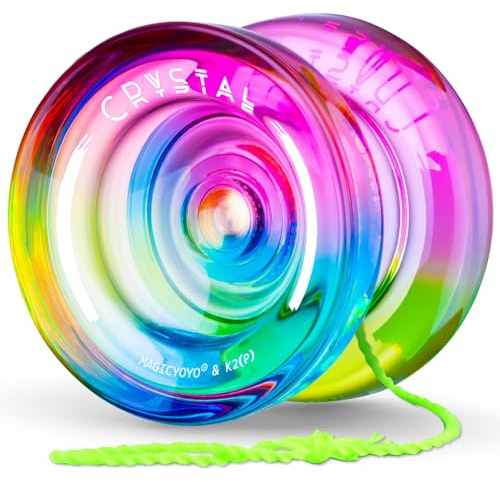 MAGICYOYO K2 Responsive Yoyo for Kids 8-12, Professional Yo yo for Beginners, Plastic Dual Function Yo-Yo with 12 Yoyo Strings, Yo-yos Case Bag + Yoyos Accessory Kit (Blue Pink Yellow Gradient)
