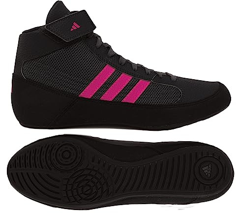 adidas Men's HVC Wrestling Shoes, Black/Charcoal/Hot Pink, 9.5