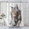 ADEIRO Duschvorhang 180x180 cm, Duschvorhang Katze, 3D Tier Duschvorhang mit 12 Plastik Haken, Badevorhang Waschbar Textil Shower Curtains für Dusche und Badewanne