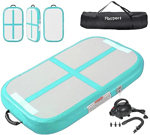 FBSPORT Airtrack Matte, 20cm Hoch Verdicken 60CM Tumbling Matte,Gymnastikmatte mit Luftpumpe,Trainingsmatte mit Tragetasche,Turnmatte für Zuhause, Outdoor,Yoga, Übungsgymnastik