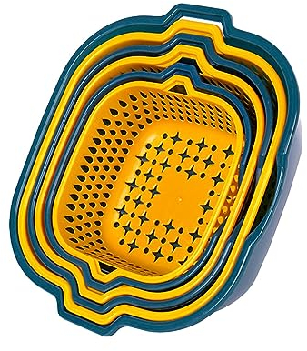 WOBBLO Sieb-Set | 6 Stück stapelbarer Multifunktionskorb,Kochzubehör, abnehmbare Schüssel und Sieb für Äpfel, Kirschen, Gurken, Tomaten, Kartoffeln, Kohl