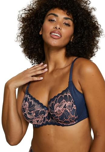 SANS COMPLEXE Capucine Reggiseno a Coppa Intera con Ferretto, Bleu Marine & Rose, 5D Donna