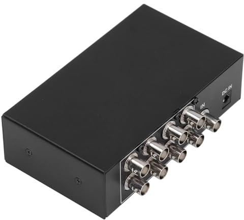 Boîtier de Répartiteur Vidéo BNC 8 Ports 1 Entrée 8 Sorties, Amplificateur Distributeur Coaxial 1080P pour Système de Surveillance Vidéo, Caméra de sécurité CCTV (Prise UE)