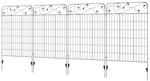 Outsunny Garden Fencing Decorative Picket Fence 4PCs 11.5x3.6ft Black