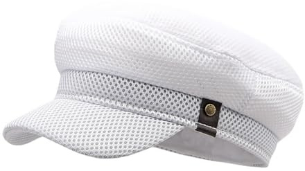 YAMEE Militär Klassisk Solhatt Med Visir, Sommar Mesh Baseballkeps Armékeps, Justerbar Sportkeps, Unisex Platt Keps, Vit, One Size