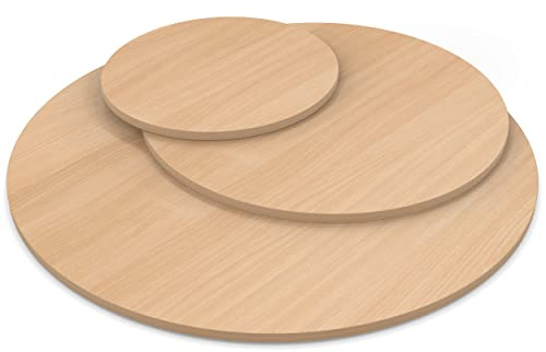 AUPROTEC Tischplatte 28mm rund Ø 700 mm Buche Holzplatte melaminharzbeschichtet Spanplatte mit Umleimer ABS Kante Auswahl: 70 cm