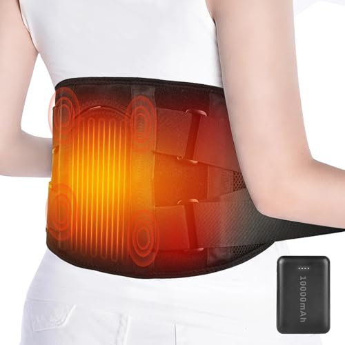 Wärmegürtel Rücken mit 10000mAh Akku, Elektrisches Heizkissen mit Timing-Funktion, 155CM Gurt Verstellbare Riemen Heizgürtel mit 3 Heizstufen zur Schmerzlinderung
