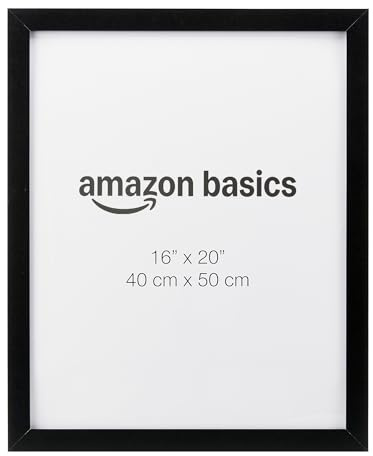 Amazon Basics - Cornice Rettangolare in Legno per Poster/Foto, 40cm x 50cm, Nero