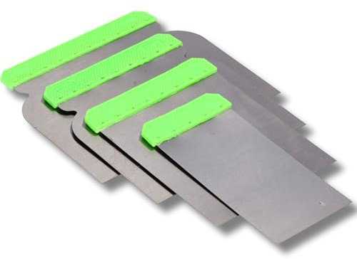 ToolSpace Set di Spatole Giapponesi - 4 pezzi - 50/80/100/120 mm - Spatole in Metallo per Giuntare, Lisciare, Spalmare Composti, Resistenti e Flessibili, Buona Presa