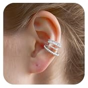 LAURITAMI Ear Cuff pour Femme,Faux Piercing Oreille Acier Inoxydable Manchette d'Oreille Non Piercings Helix Cartilage Boucles d'oreilles à clip Or/Argent