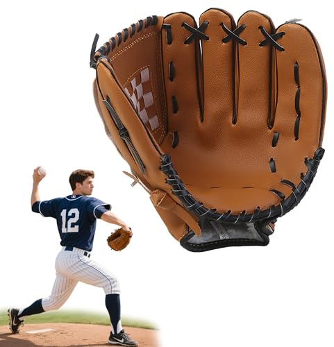 XSQD Softball Baseball Gloves, Left Hand Catcher Gloves, Pu Leather Shock-Absorbing Ball Receiving Glove, Training Glove, Baseball Accessory, Suitable for Teenage Boys and Girls Aged 15 and Above