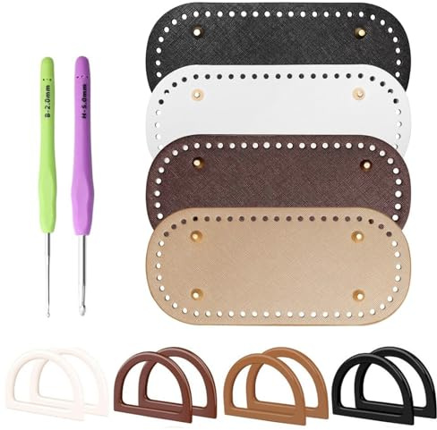 Base per borsa per uncinetto – Pannello inferiore cuscino con manici a forma di D, kit per realizzare borse a maglia dal design robusto | Soluzione creativa per donne, uomini, hobbisti, appassionati