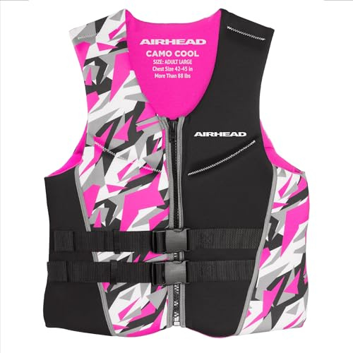 Airhead Women's Camo Cool Neolite Kwik-Dry Life Jacket, Coast Guard Approved, Pink, Large